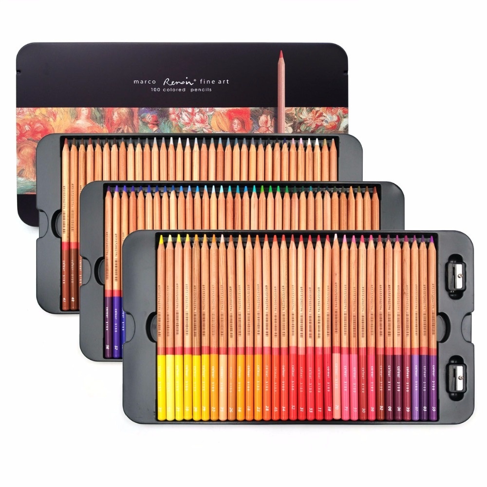 Marco Renoir 24/36/48/72/100 Colors Pencil Set lapices de colores profesionales Crayons Colouring Drawing Pencils Set Wholesale