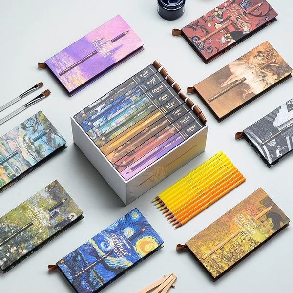 Marco hommage 80 crayons de couleur d'huile Box cadeau de luxe Set Master Limited Color Crayer Art Supplies 240511