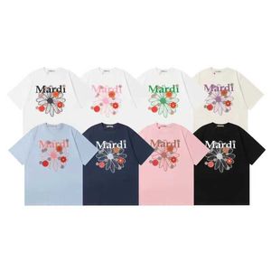Mardi Korean Daisy Letter Fashionmerk Dames Korte mouwen T-shirt Pure katoenen frisse print Losse bloem T-shirt