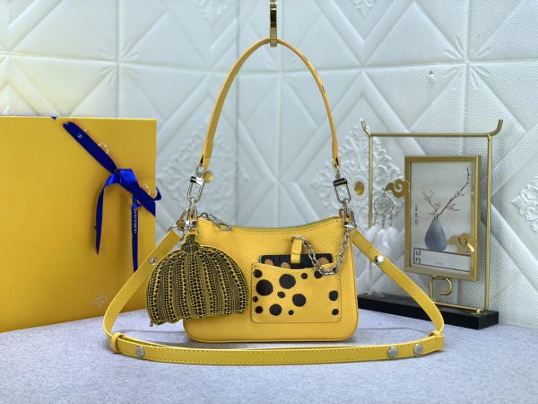 Marellini Epi Bolsos de hombro de cuero Mini solapa para mujer YK Dots Yayoi Kusama Bolsos Diseñador CrossBody Pumpkin Dot Monederos M2170