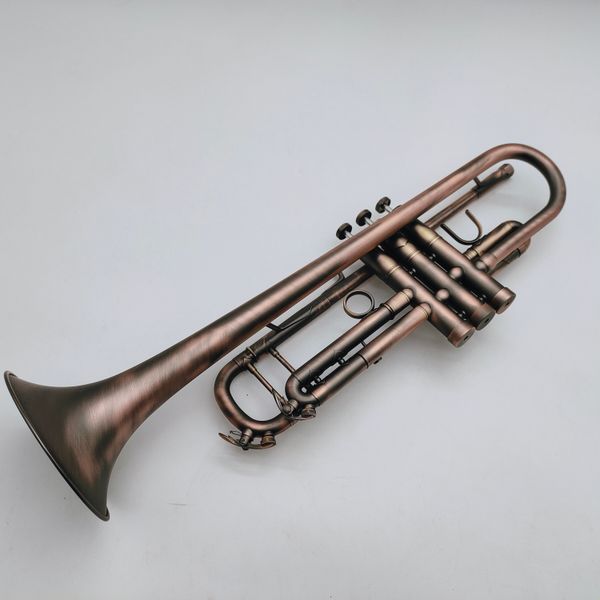 MARGEWATE marca Bb Tune trompeta cobre antiguo plateado instrumento Musical profesional con estuche boquilla Golves Accesorios