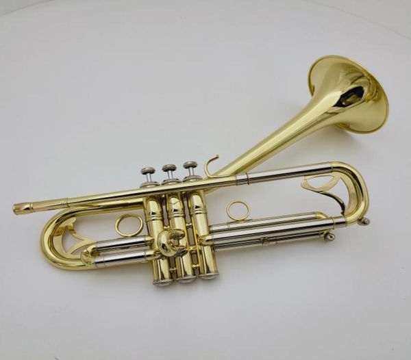 Margewate Brand Curved Bell Trumpet BB Tune Instrumento profesional chapado en el boquilla de casos 8730433