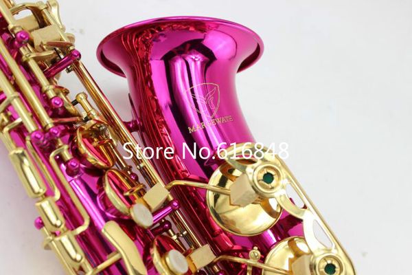 Envío gratis MARGEWATE Calidad de marca Alto Eb Tune Saxofón de latón Hermosa superficie roja Chapado en oro Instrumentos de saxofón clave con estuche