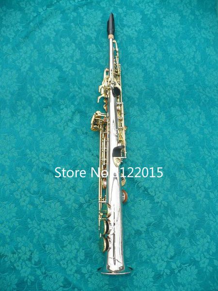 MARGEWATE, tubo recto de latón, cuerpo chapado en plata, llave dorada, saxofón Soprano B(B), instrumentos de saxofón con estuche, boquilla