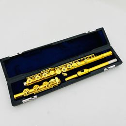 MARGEWATE C Tune Flute 17 Keys Opened Holes Copper Gold Lacquer Musical Instrument With Case