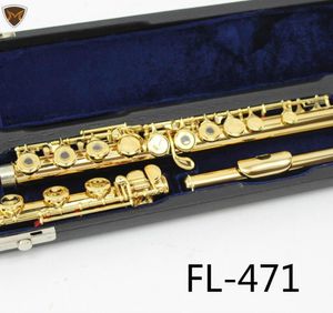 Marwewate FL-471 Standaarden Student Flutes Whole Gold Lak Body Exquisite 17 Gaten Open C-sleutel met Case Gratis verzending