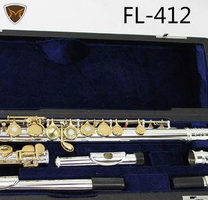 MARGEWATE FLUTE FL-412 Gebogen Hoofden Fluiten Verzilverd Gouden Lak Sleutel 16/17 Gaten Open Closed C Sleutel Merk Fluit met Case