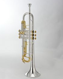 MARGEWATE Nouvelle Arrivée Trompette Sib B Plat Musicla Instrument Corps Plaqué Argent Or Laque Clé Laiton Trompette Sib avec Embouchure Cas