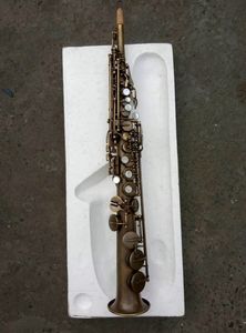 MARGEWATE SOPRANO B Platte Saxofoon Messing Buis Antieke koper Muziekinstrumenten Merk Sax met Case en Mondstuk
