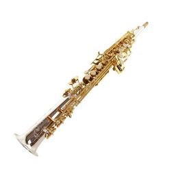 MARGEWATE Sopraan Saxofoon Rechte Pijp Messing Zilver en Goudlak MAS-501 Sax Nieuw Spelen Muziekinstrument met Case