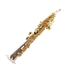 MARGEWATE Saxofón Soprano Tubo Recto Latón Plata y Laca Dorada MAS-501 Saxofón Nuevo Instrumento Musical con Estuche