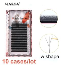 Maria 10 Cases 3D W Private Label Groothandel Russische wimper Clusters Easy Fan Volume Lashes Extension Y Mix False Mink Makeup 240403