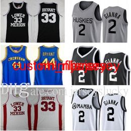 Maria Onore Basketbal N # 33 Bryant 2 Gigi Mamba Lower Merio High School Memorial Jerseys Uconn Huskies # 2 Gianna Shirts Geborduurde S-XXL