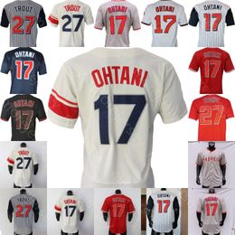 Shohei Ohtani Jersey Glaus Mike Trout City Gris Blanc Rouge Marine Noir Mode Turn Back Pinstripe Pull Cool Base Taille S-3XL