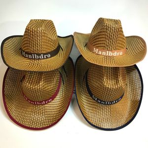 Mariboro Cowboy Western Straw Hat Men Femmes Panama large largeur bord d'été homme plage de plage chapeau CAPIL CENTRE CENTRE CENTRE POUR RIMS