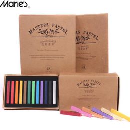 Marie's Painting Crayons Pastel seco suave 12 24 36 48 colores Set Art Drawing Set Chalk Color Crayon Brush Papelería para Stude238O