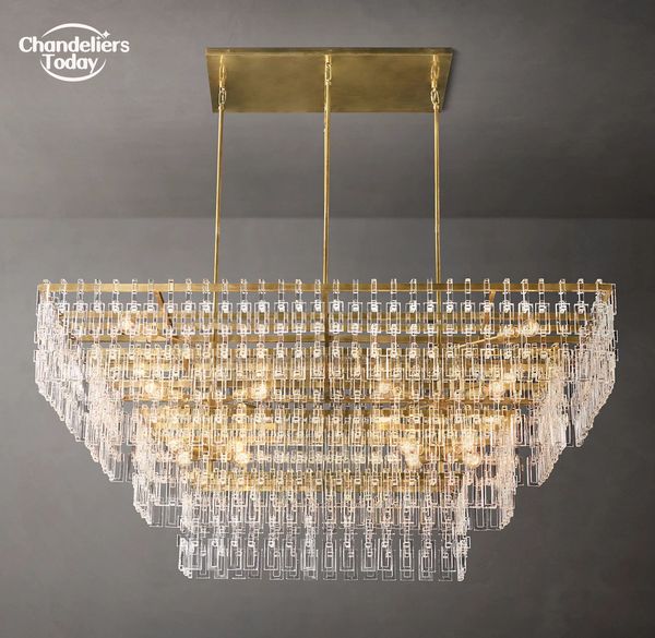 Marignan rectangulaire LED lustres moderne cristal LED pendentif luminaire pour salle à manger salon ferme lampes suspendues