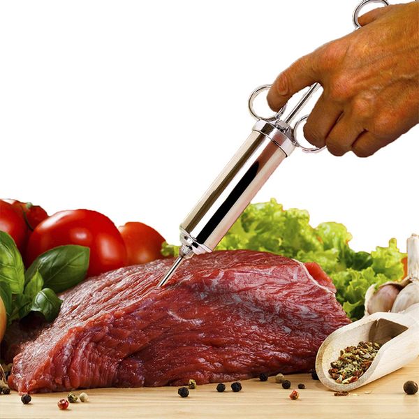 Marinade Viande Cuisson Seringue Assaisonnement Culinaire Volaille Outils En Acier Inoxydable BBQ Injecteur Poulet Dinde Injecteurs 2 oz Assaisonnements Injecteur ZL1319