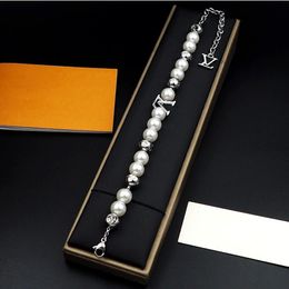 Pulsera con cuentas navideñas acuáticas marinas, pulsera de lujo de alta calidad con perlas blancas y negras, tamaño de moda 19 + 8cm, joyería