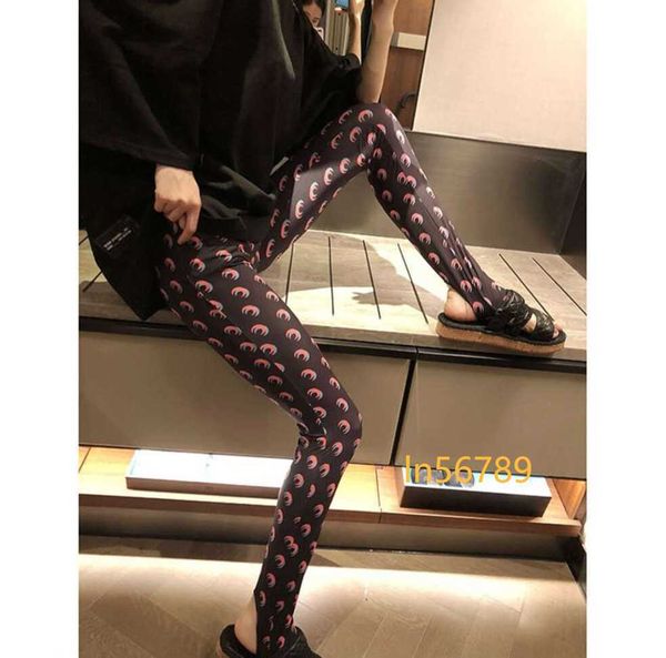 Marine Serre Marines leggings súper elásticos y adelgazantes con estampado de media luna de talle alto para mujer Kendous mismos leggings ajustados de seda de hielo finos 2024ss