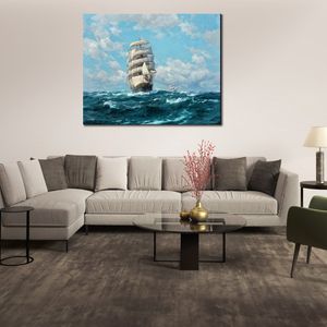 Art de mur de toile de bateau marin le grand voilier Carradale Frank Vining Smith peinture à la main décor de chambre à coucher de paysage marin