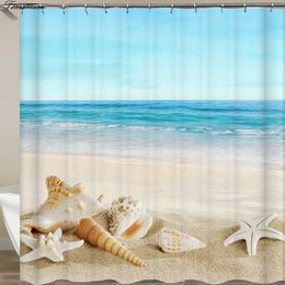 Marine douche gordijnen met haken badkamer gordijn schildpad bad douche gordijn decor strand zeester decoratie 3d gordijn of mat 210609