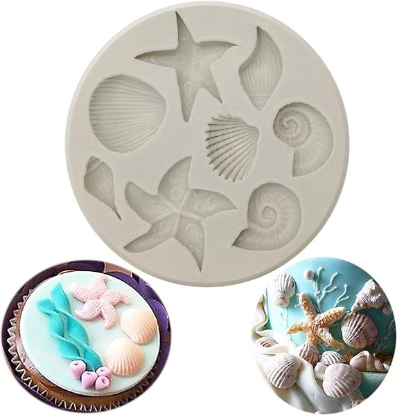 Moule en Silicone pour Fondant de gâteau à thème marin, coquillage, conque, étoile de mer, poisson, moules de cuisson de pâtisserie faits à la main de Style marin 1224641