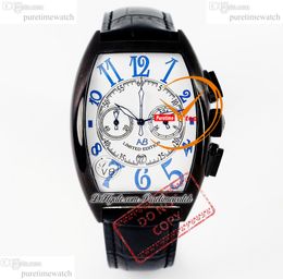 Mariner 8080 Quartz Chronograph Mens Watch Andre Villas-Boas Limited Editon DLC Steel White Blue Dial Black Leather Stopwatch Reloj Hombre PuretimeWatch PTFM