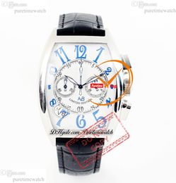Mariner 8080 Quartz Chronograph Mens Watch Andre Villas-Boas Limited Editon Steel Case White Blue Dial Black Leather Stopwatch Reloj Hombre PuretimeWatch PTFM