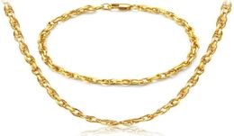 Mark – collier plaqué or 18 carats en forme d'œuf, mode homme et femme, bracelet en or de 4MM, collier, bijoux de mariage, Set1774497