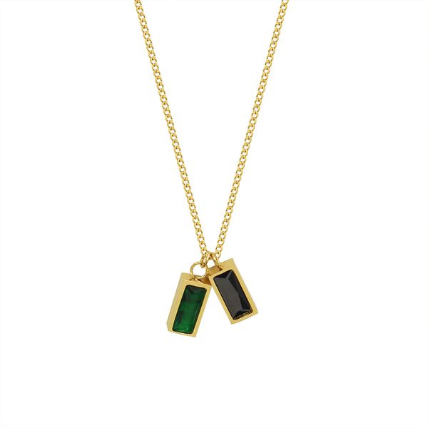 Mark French Style Ins Niche Design Sense Titanium Steel Plated 18K Gold Emerald Zircon Pendant Collier Bijoux pour femmes