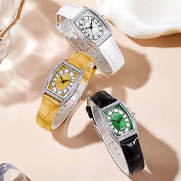 Mark Huafei Brand Fashion Wine Bucket Diamond Inlaid Women's Quartz Watch Tiktok