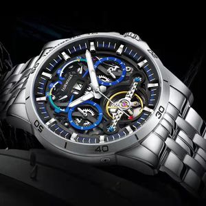 Mark Huafei's nieuwe horloge Mechanische waterdichte hoogwaardige hoogwaardige automatische tourbillon uitgehold merk herenpolhorloge luxe polshorloge11