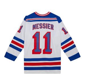 Mark Messier Stitched Hockey Jersey 1993-94 wit blauw Heren Dames Jeugd S-3XL retro truien