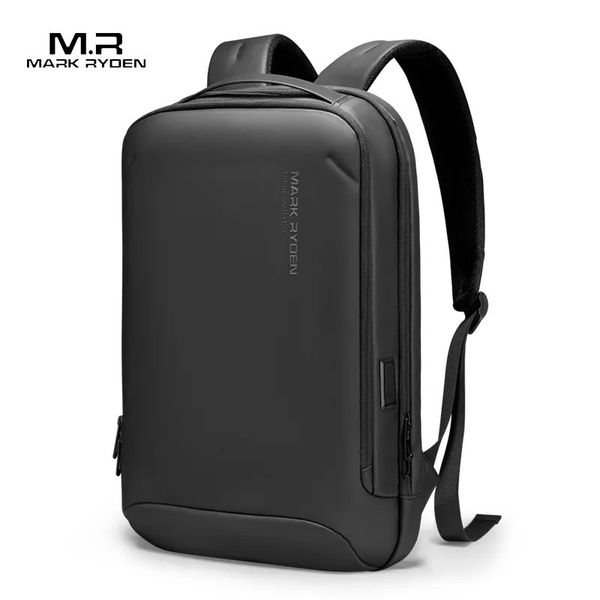 MARK RYDEN Sac à dos minimaliste Business Hard Shell Front Thin Laptop Backpack Noir et Gray15.6 240125