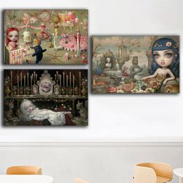 Mark Ryden Wall Art Canvas Prints Surrealism Art Cartoon Girl Oil Painting Children's Paradise Poster Vintage Pop Art Wall Pictures for Living Room Home Decor