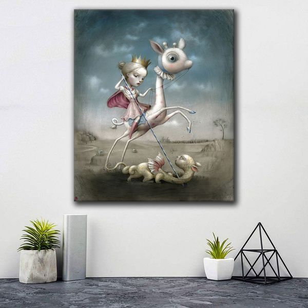 Mark Ryden Wall Art Knight Canvas Impressions surréaliste de dessin animé Art Paint Huile Famous Pop Art Affiche Pictures murales pour le salon Décor de chambre à coucher