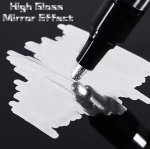 Marqueurs 1/2/3mm plume miroir or argent marqueur peinture réfléchissante métal plaque chromée bricolage liquide Signature modèle stylo haute brillance