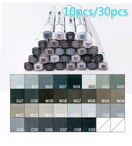 Marqueurs 10/30 couleurs niveaux de gris Art marqueur stylo double extrémité croquis marqueurs encre à base d'alcool tons de gris neutres fournitures d'art