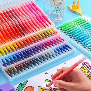 Marqueurs 100Colors Children's Soft Headred Watercolor Set Set Washable Art Painting Pen Double Headhed Colorful Water Based Marking Pen 230408