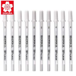 Marqueurs 10 pièces Sakura XPGB Jelly Roll 0.3/0.4/0.5mm blanc Gel stylo surligneur pour Art marqueur conception bande dessinée/Manga peinture fournitures