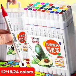 Markers 12/18/24/36/48 Highlighter Color Pen Dubbele kop kleur Mark Art Mark Set Art Stationery School Office Suppliesl2405
