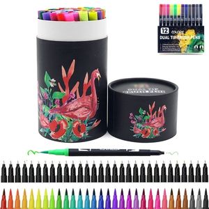 Markers op 12/24/60/100/132 kleuren Fineliner Tekening schilderen Art Pen Aquarel Dual Tip Brush Calligraphy School Supplies 220929