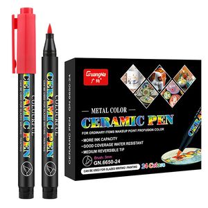 Markers 12/24 kleuren Hoge temperatuur ovengebakken keramische markeerstift Set Permanente porseleinen markeerstift voor tekenen op keramiekporselein 230826