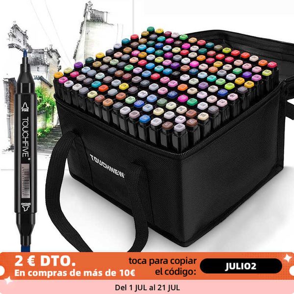 Marcadores 12 36 48 80 168 colores Puntas duales Alcohol Gráfico Dibujo Marcadores Pluma para marcador Manga Dibujo Suministros de arte 210705