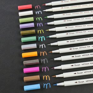 Marqueurs 12 couleurs stylo marqueur métallique pointe moyenne pour peinture rupestre papier noir fabrication de cartes Scrapbooking artisanat 230503
