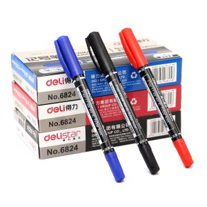 Markers 12 Stuks/set Twin Tip Permanente Marker Fijne/Middelpunt 0.5mm1mm Pen Marker Zwart Blauw Rode Inkt Waterdichte olieInkt Marker Pen