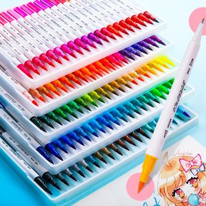 Markers 12100 Water Kleur Pennen Set Dubbele Kop Borstel Tekening Esthetische Professionele Manga Kids School Art Supplies Briefpapier 230608