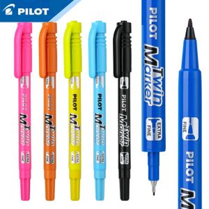 Marqueurs 12 pièces japon pilote Twin point marqueur stylo marque stylos Double tête écriture dessin peinture sans xylène bureau SCATMS12