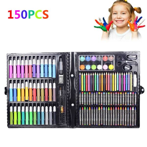 Marcadores 150 unids/set Kit de herramientas de dibujo conjunto de arte para niños pincel de pintura marcador de arte pluma de Color agua crayón regalo para niños suministros de arte papelería